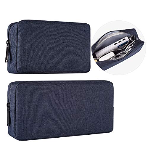 imComor 2-Pack Portable Storage Pouch Bag, Universal Electronics Accessories Case Cable Organizer Compatible with Hard Drive, Laptop Mouse, Power Bank, Adapter, Cellphone, Cosmetics (Small+Big-Navy Blue) - Image 1