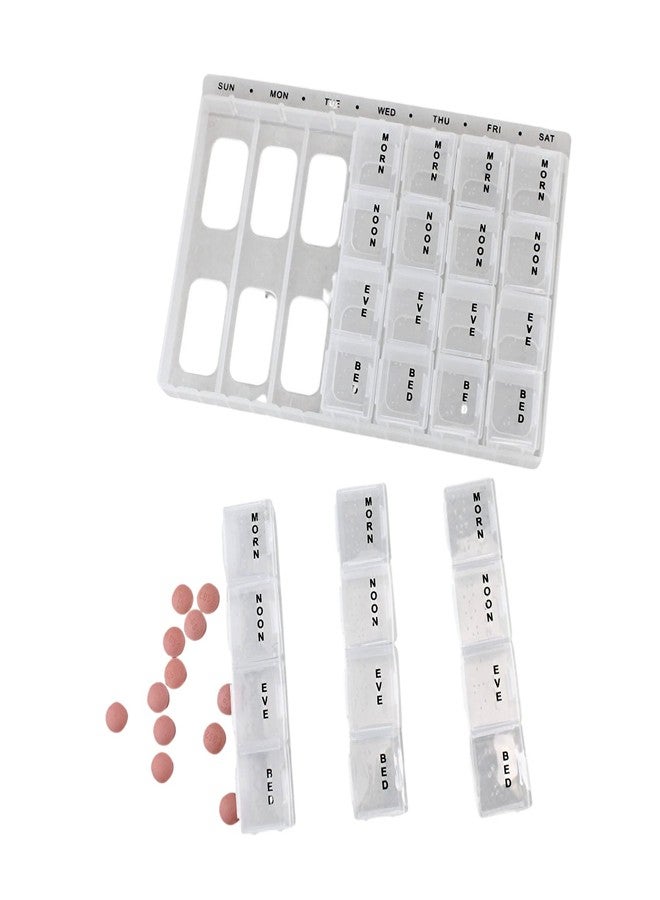 Home Style 7-Day Pill Box Organizer 4 Times A Day Morning Noon and Evening and Bed Medicine Planner - Image 4