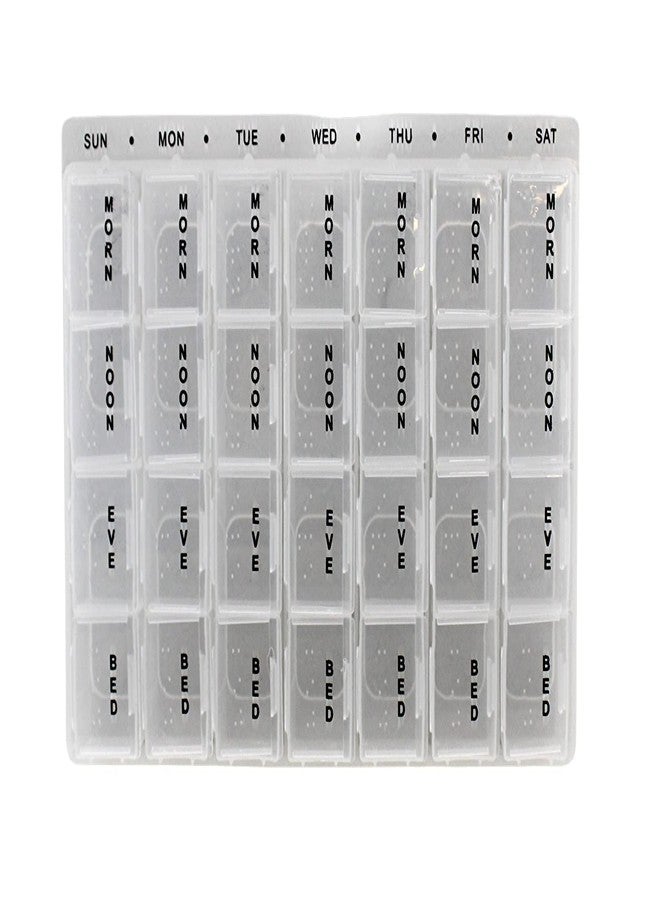 Home Style 7-Day Pill Box Organizer 4 Times A Day Morning Noon and Evening and Bed Medicine Planner - Image 1