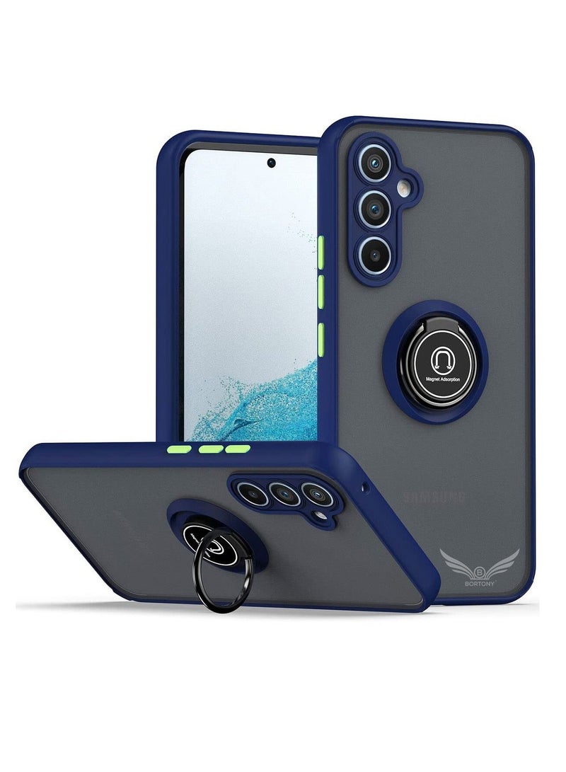 BORTONY Galaxy A34 5G Case Metal Ring and Finger Grip Kickstand Car Magnetic Mount Holder Shockproof Bumper Matte Hard Back Case for Samsung Galaxy A34 5G - Image 1