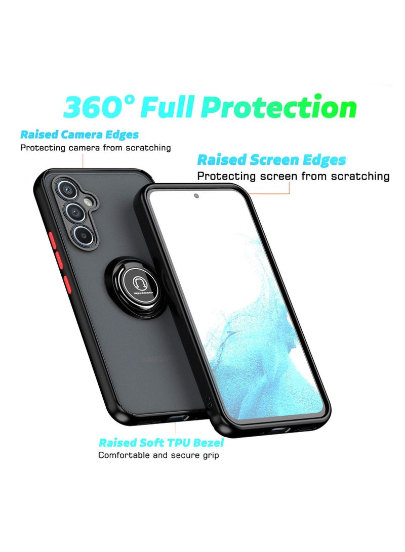 BORTONY Galaxy A34 5G Case Metal Ring and Finger Grip Kickstand Car Magnetic Mount Holder Shockproof Bumper Matte Hard Back Case for Samsung Galaxy A34 5G - Image 5