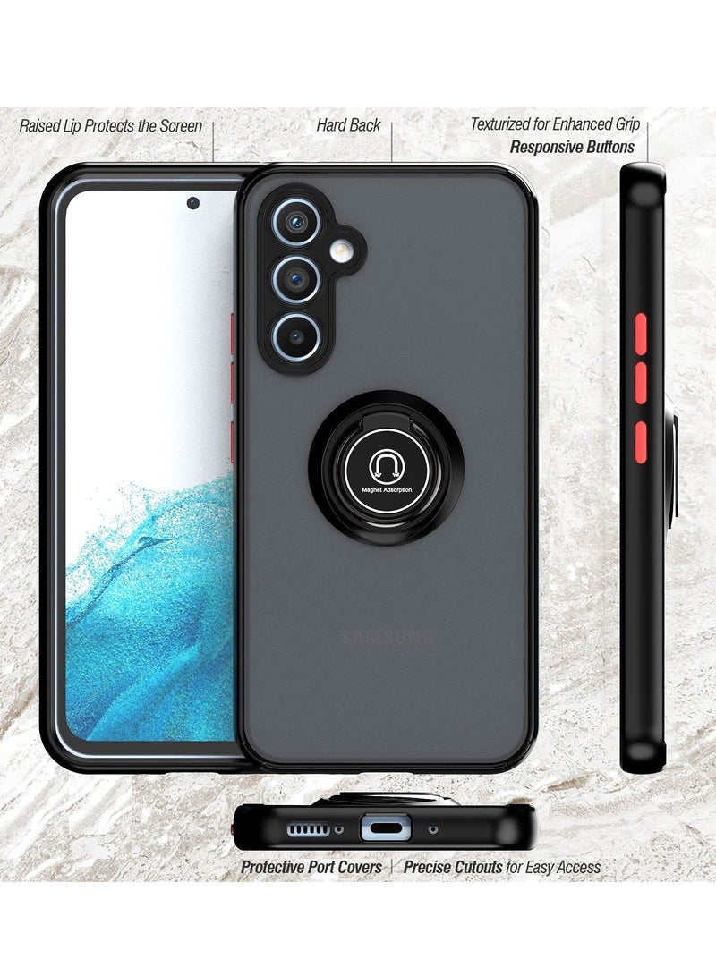 BORTONY Galaxy A34 5G Case Metal Ring and Finger Grip Kickstand Car Magnetic Mount Holder Shockproof Bumper Matte Hard Back Case for Samsung Galaxy A34 5G - Image 2