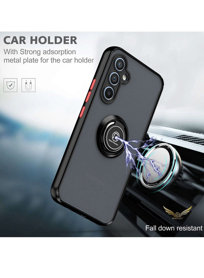 BORTONY Galaxy A34 5G Case Metal Ring and Finger Grip Kickstand Car Magnetic Mount Holder Shockproof Bumper Matte Hard Back Case for Samsung Galaxy A34 5G - Image 4