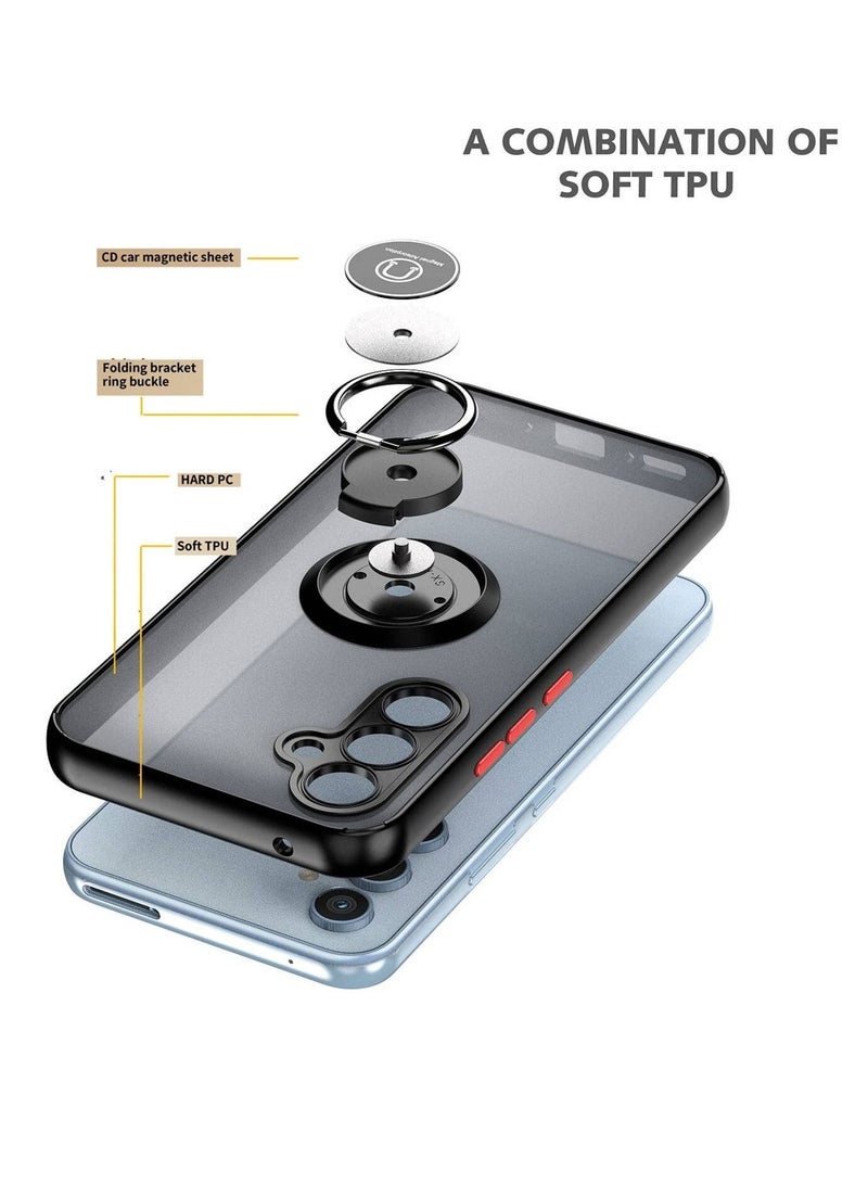 BORTONY Galaxy A34 5G Case Metal Ring and Finger Grip Kickstand Car Magnetic Mount Holder Shockproof Bumper Matte Hard Back Case for Samsung Galaxy A34 5G - Image 3