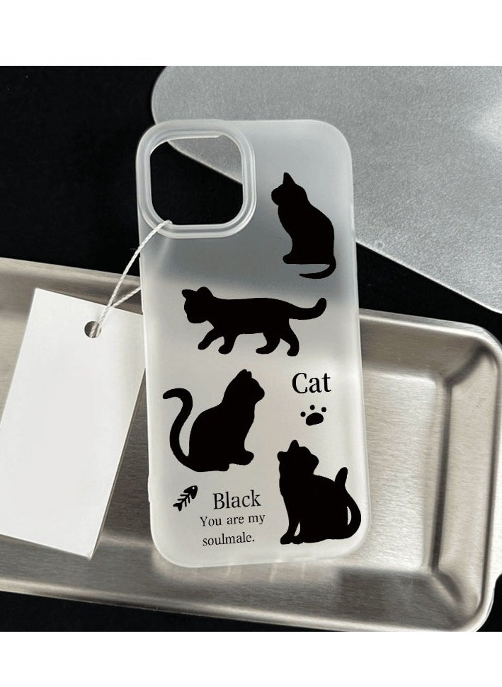 Generic - Simple iPhone 11 Series transparent hollow silicone frosted material Black Cat Phone case,specially designed for women and girls - Image 1