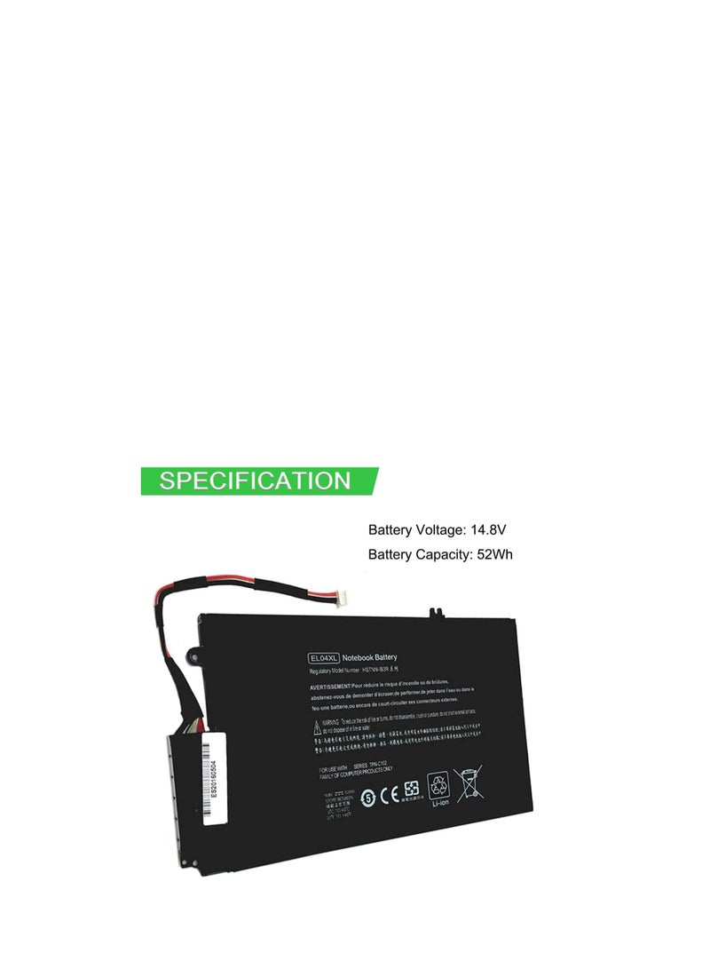 Terabyte EL04XL TPN-C102 HSTNN-IB3R HSTNN-UB3R Replacement Laptop Battery for HP ENVY ENVY 4 SLEEKBOOK PC 4-1005XX ENVY 4 SLEEKBOOK 4-1001TU NB 4-1043CL IB3R 4 - Image 2