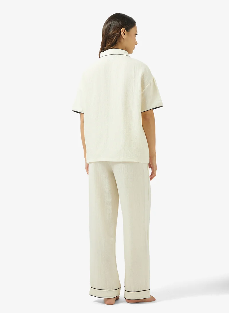 Ginger Button Up Shirt & Pyjama Coord Set