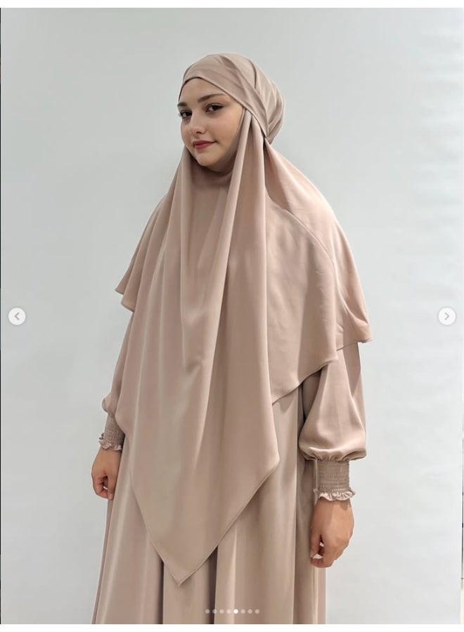 طقم صلاة إسلامي أنيق للنساء المسلمات بمناسبة رمضان والعيد، تصميم فضفاض، عباءة + حجاب، طقم عبادة يومي فضفاض لموسم رمضان والعيد - Image 4