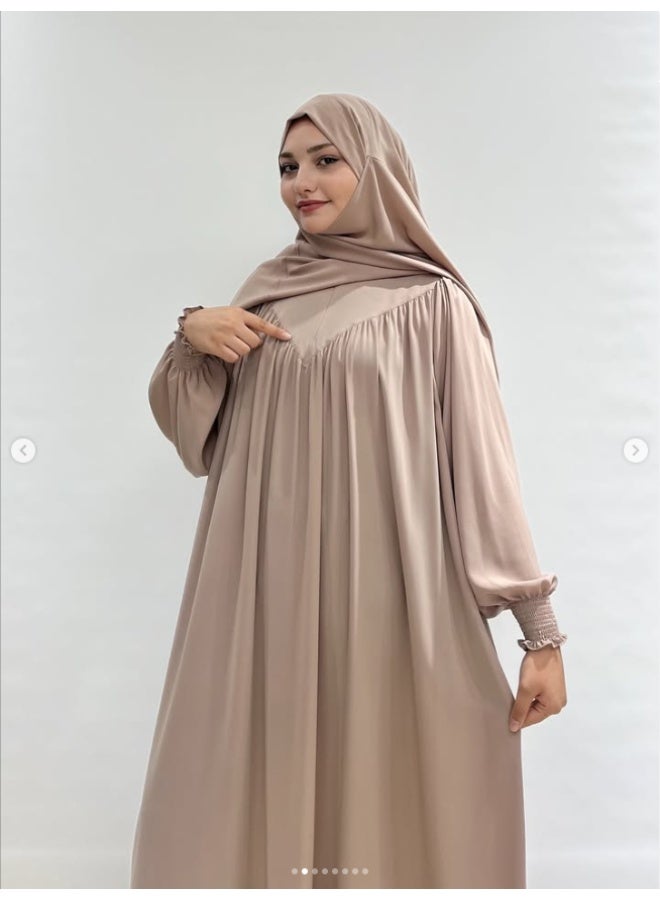 طقم صلاة إسلامي أنيق للنساء المسلمات بمناسبة رمضان والعيد، تصميم فضفاض، عباءة + حجاب، طقم عبادة يومي فضفاض لموسم رمضان والعيد - Image 2