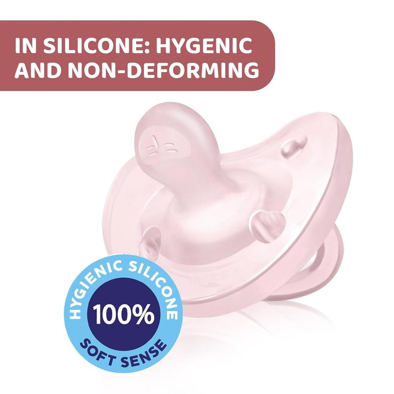 Chicco PhysioForma Soother for Babies (2-6 Months) Pack of 2 | Baby Pacifier with Unique Shape to Support Baby's Breathing | Soft Silicon Material | BPA Free (Pink, Peach) - Image 5