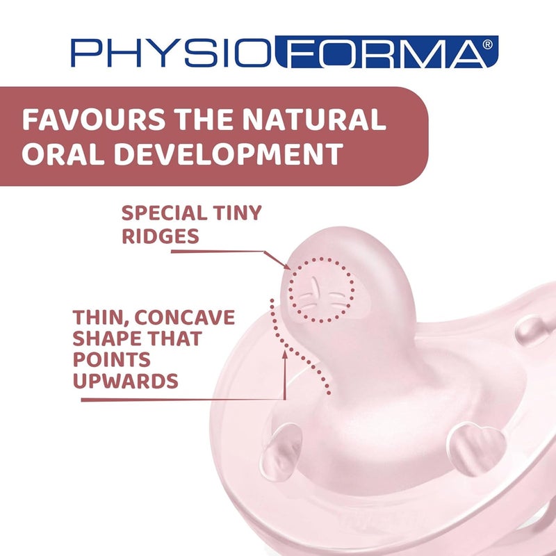 Chicco PhysioForma Soother for Babies (2-6 Months) Pack of 2 | Baby Pacifier with Unique Shape to Support Baby's Breathing | Soft Silicon Material | BPA Free (Pink, Peach) - Image 3