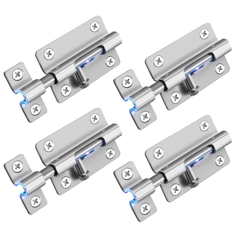 Door Security Slide Latch Lock Keyless Entry Door Lock Thickened Heavy Duty Steel Sliding Door Lock Easy to Install Gate Slide Latch Lock with 12 Screws