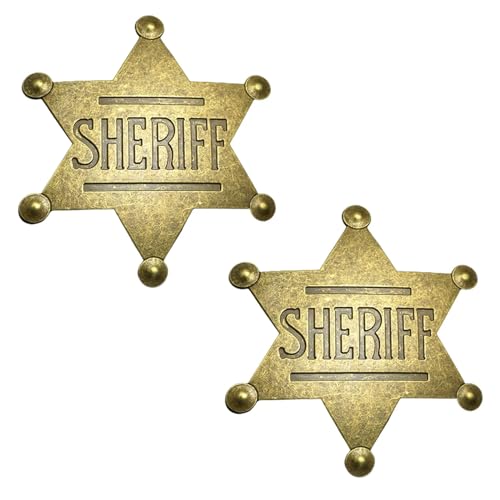 iMagitek 2 Pack 26 Inch Mental Western Sheriff Badge Metal Police Badge Old Western Cop Star Badge Gifts Costume Cosplay Prop - Image 1