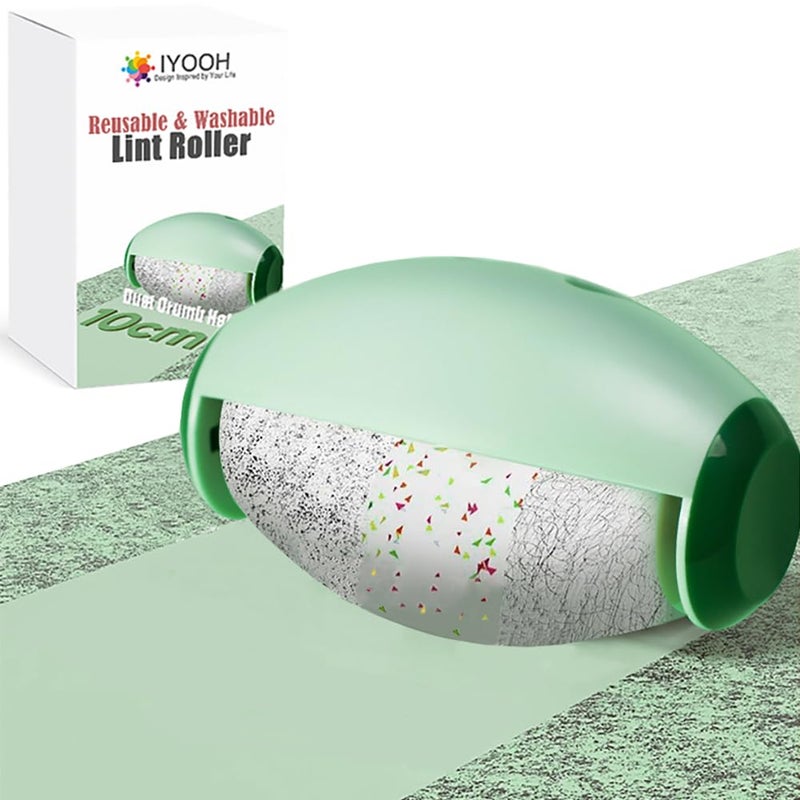 IYOOH Reusable Lint Roller Ball Mini Travel Size Lint Roller for Clothes On The Go Small Portable Lint Ball Remover for Clothes and Pet Hair Extra Sticky Washable Gel Green