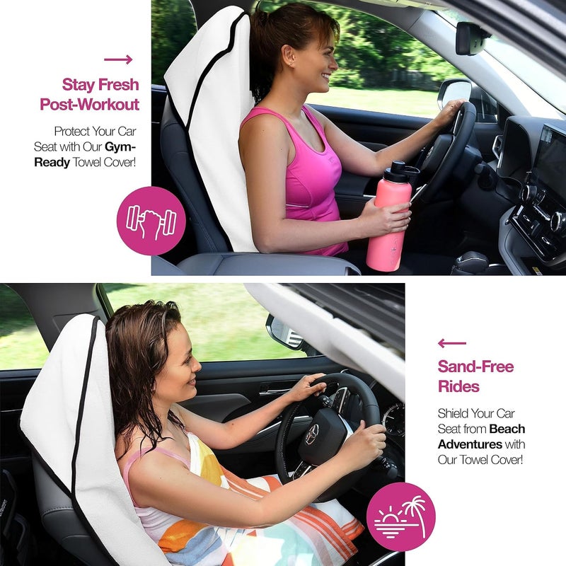 Waterproof Sweat Towel Car Seat Cover, 1 Pcs Sweat Car seat Protector, Universal Fit Anti-Slip Bucket Seat Protector for Cars, Great for Swimming Yoga Gym Workout, for Car Truck SUV (White) - Image 3