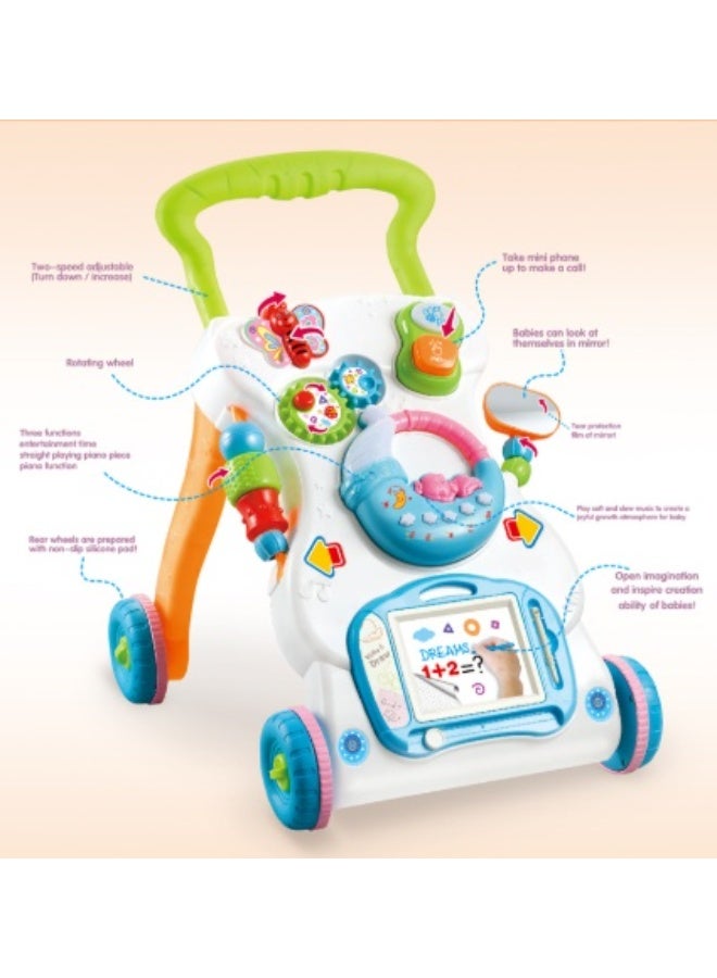 ميكسد مشاية أطفال 3 في 1 مع لوحة رسم للبنات والأولاد - مشاية تعلم الجلوس والوقوف مع طاولة أنشطة في المنتصف، مشاية دفع تعليمية مبكرة للأطفال الصغار، ألعاب وقوف للأطفال من عمر 12 إلى 36 شهرًا - Image 2