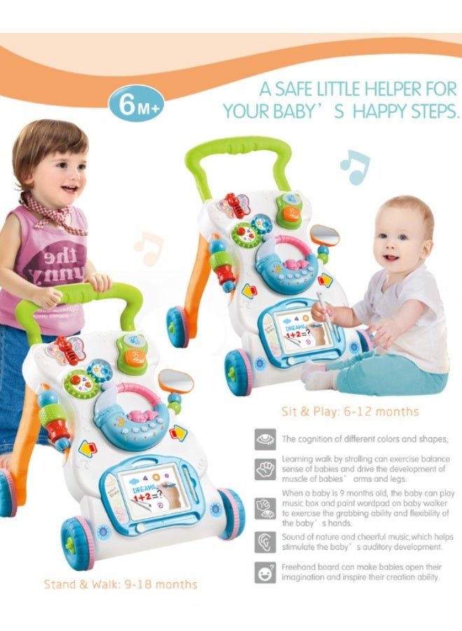 ميكسد مشاية أطفال 3 في 1 مع لوحة رسم للبنات والأولاد - مشاية تعلم الجلوس والوقوف مع طاولة أنشطة في المنتصف، مشاية دفع تعليمية مبكرة للأطفال الصغار، ألعاب وقوف للأطفال من عمر 12 إلى 36 شهرًا - Image 3
