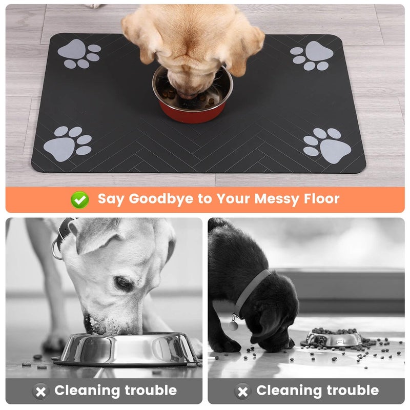 DK177 Pet Feeding Mat-Absorbent Pet Placemat for Food and Water Bowl, with Waterproof Rubber Backing, Quick Dry Water Dispenser Mat for Dog and Cat (20"x12", Blue) - Image 2