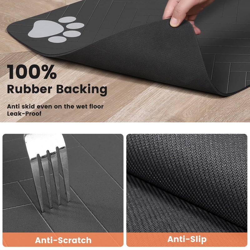 DK177 Pet Feeding Mat-Absorbent Pet Placemat for Food and Water Bowl, with Waterproof Rubber Backing, Quick Dry Water Dispenser Mat for Dog and Cat (20"x12", Blue) - Image 5