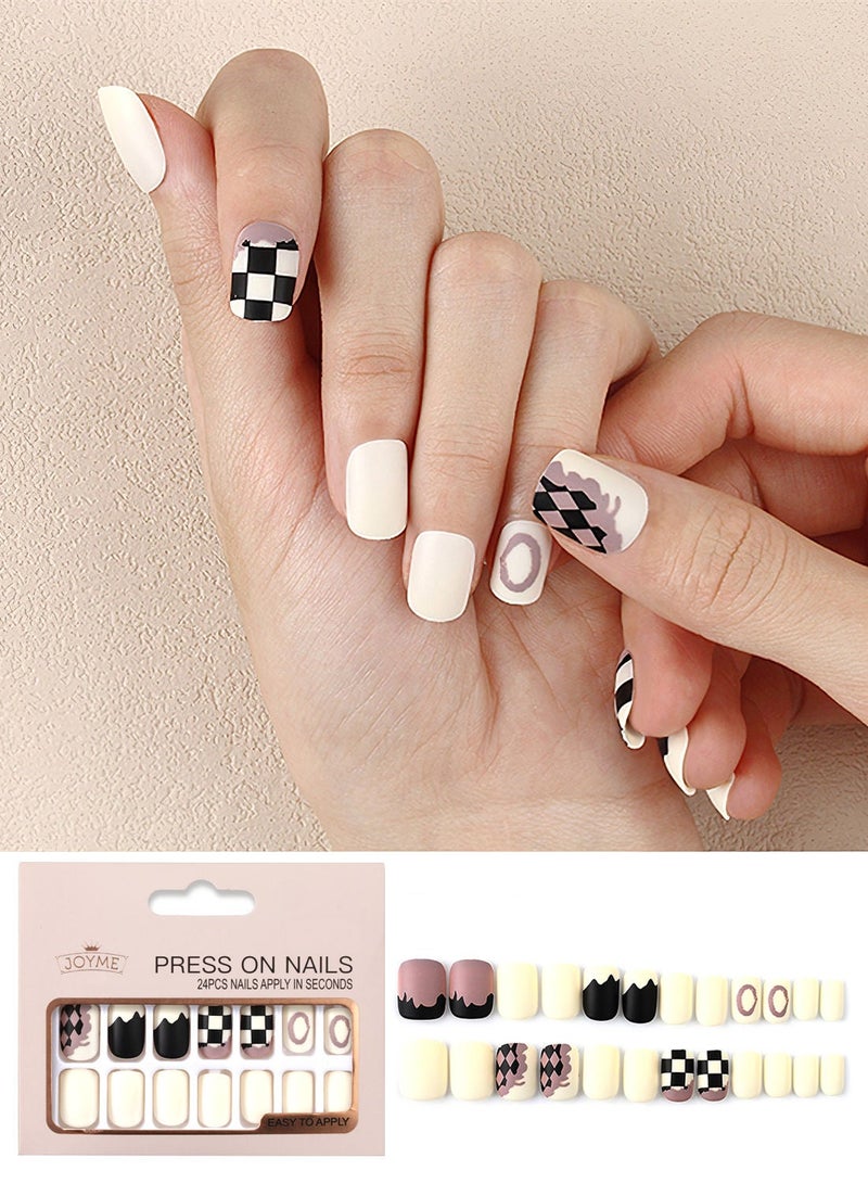 JOYME 24 Pcs Fake Nail Tip Set Nail Stylish Easy to Use Art Design for Salons and DIY with 72 Pcs Nail Adhesive Glue Tapes and Mini Nail File and Manicure Mini Stick for Women - Image 4