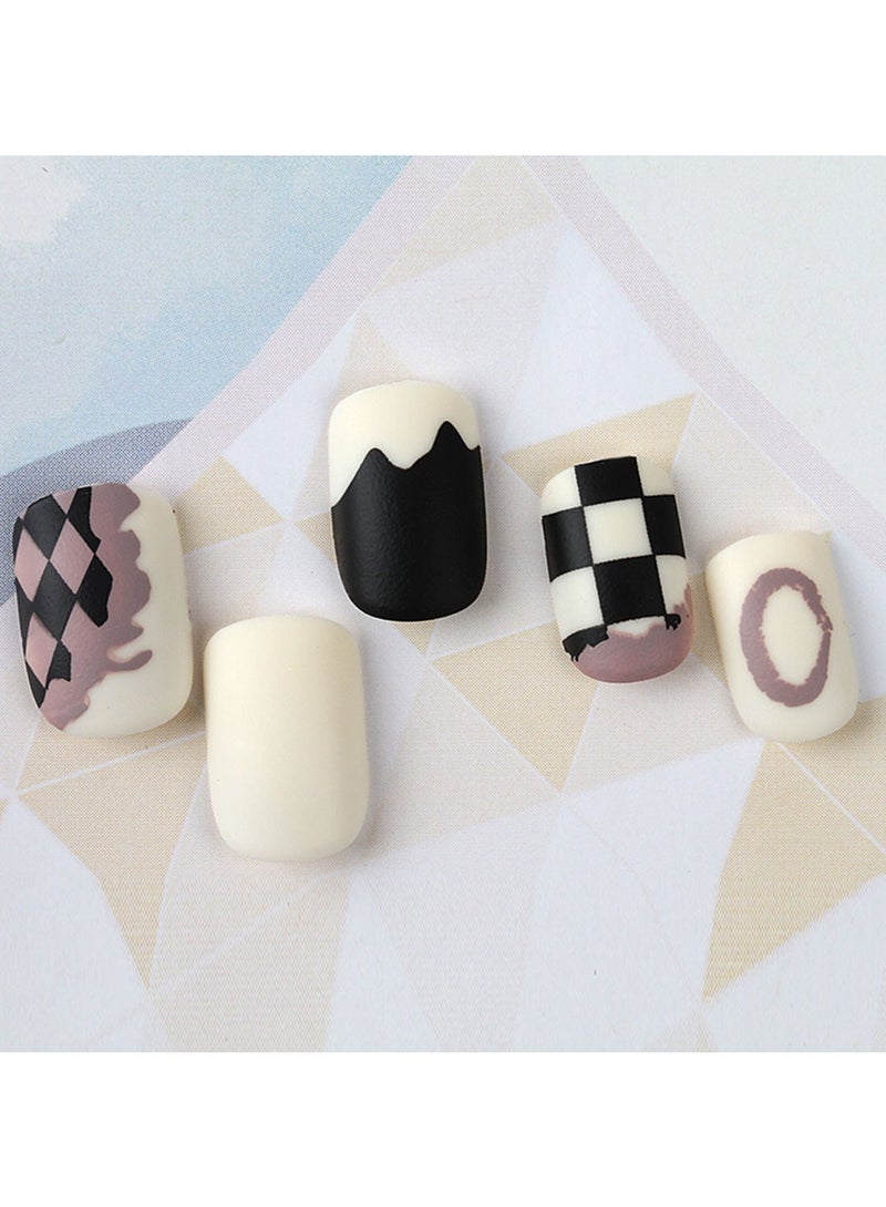 JOYME 24 Pcs Fake Nail Tip Set Nail Stylish Easy to Use Art Design for Salons and DIY with 72 Pcs Nail Adhesive Glue Tapes and Mini Nail File and Manicure Mini Stick for Women - Image 3