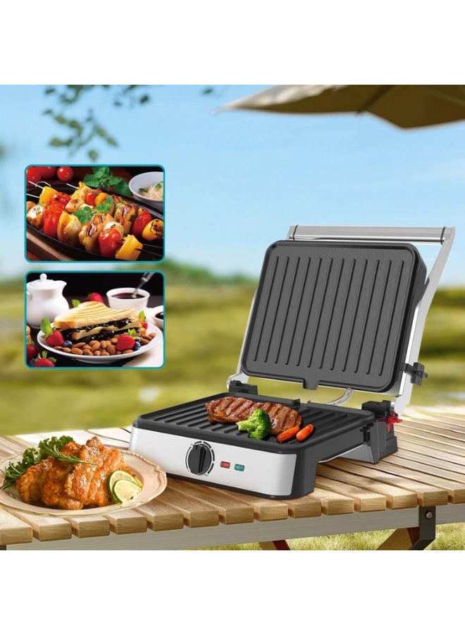 Winning Star Panini Sandwich Maker & Electric Grill 2200W, 4-Slice Non-Stick Press with Adjustable Temperature, Timer, Removable Drip Tray & 180° Open Grill for Sandwiches, Paninis & Steaks (ST-9399) - Image 3