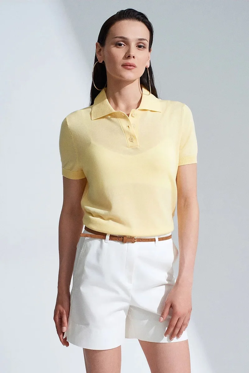 Dilvin White DILVIN High-Waist Tailored Poplin Shorts With Belt for Women | Best Price UAE