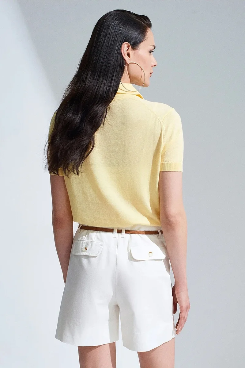 Dilvin White DILVIN High-Waist Tailored Poplin Shorts With Belt for Women | Best Price UAE