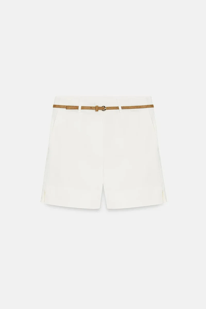 DILVIN High-Waist Tailored Poplin Shorts With Belt