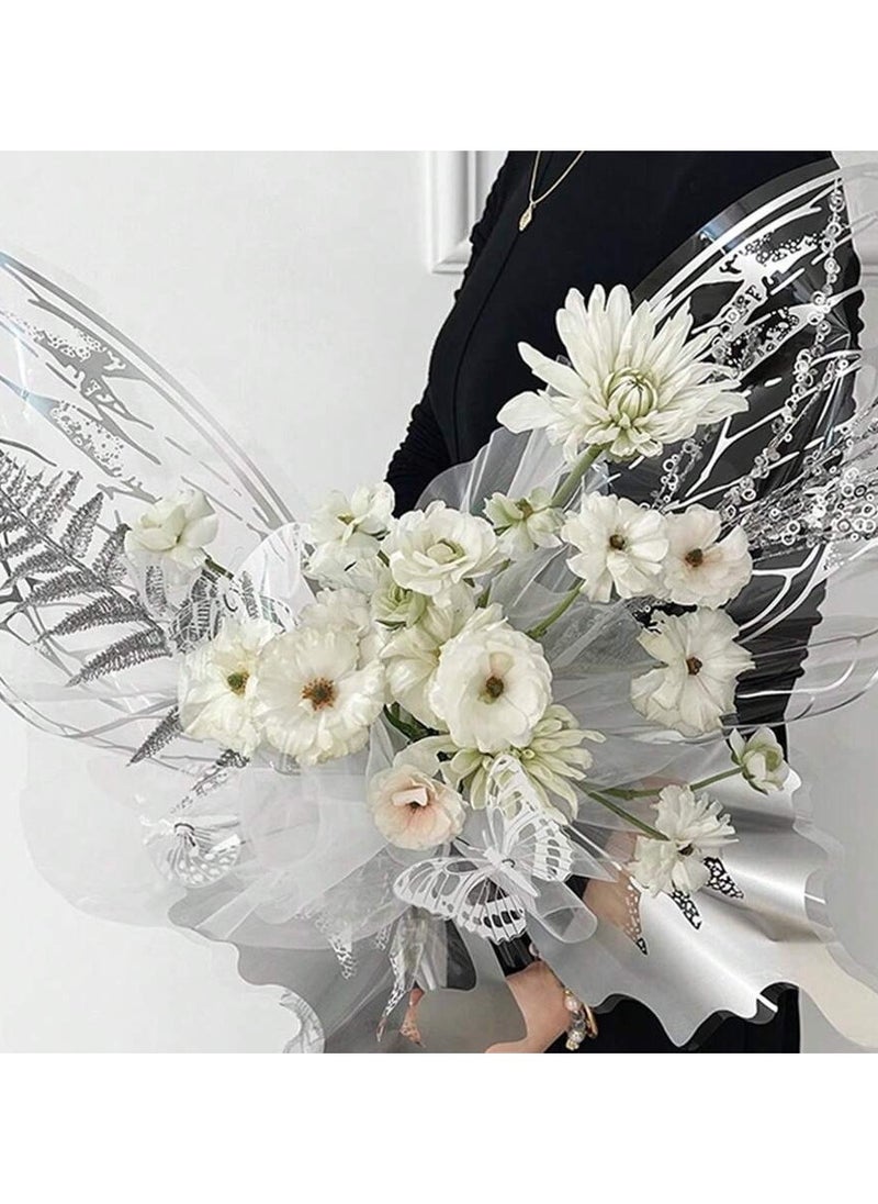Generic - Bouquet Wrapping Paper with Butterfly Wing Design in White – Set of 4 Sheets. Perfect for creating a full butterfly-shaped bouquet, suitable for presenting flowers as a gift for birthdays, graduations, and all special occasions. Adds a unique and elegant touch to any floral arrangement. - Image 1