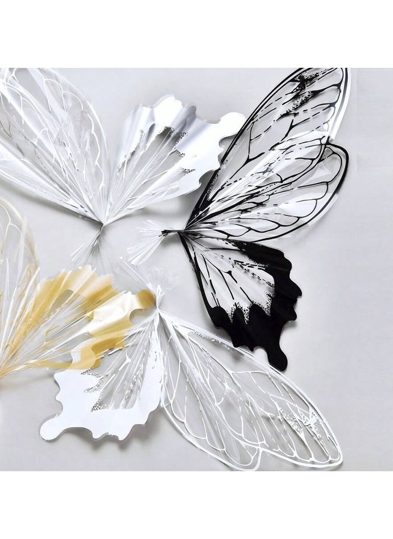 Generic - Bouquet Wrapping Paper with Butterfly Wing Design in White – Set of 4 Sheets. Perfect for creating a full butterfly-shaped bouquet, suitable for presenting flowers as a gift for birthdays, graduations, and all special occasions. Adds a unique and elegant touch to any floral arrangement. - Image 1
