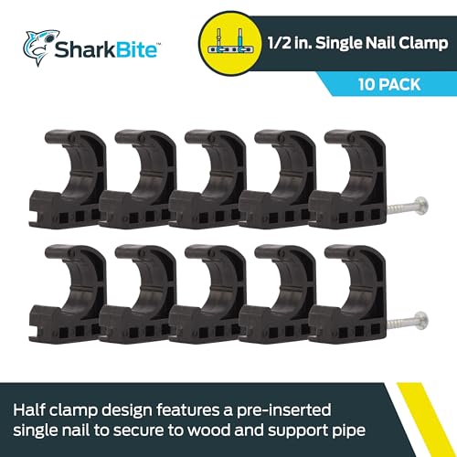 SharkBite 1/2 Inch Single Nail Half Clamp, J Hooks, Pack of 10, PEX Pipe, CTS, 23220 - Image 2