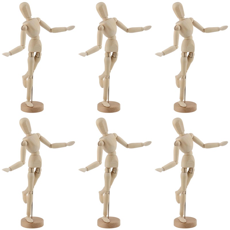 YUENPUN 55 Inch Poseable Wood Mannequin Doll With Base Articulated Figure Human Model for Drawing Art Decor Painting Gift 6 PCS