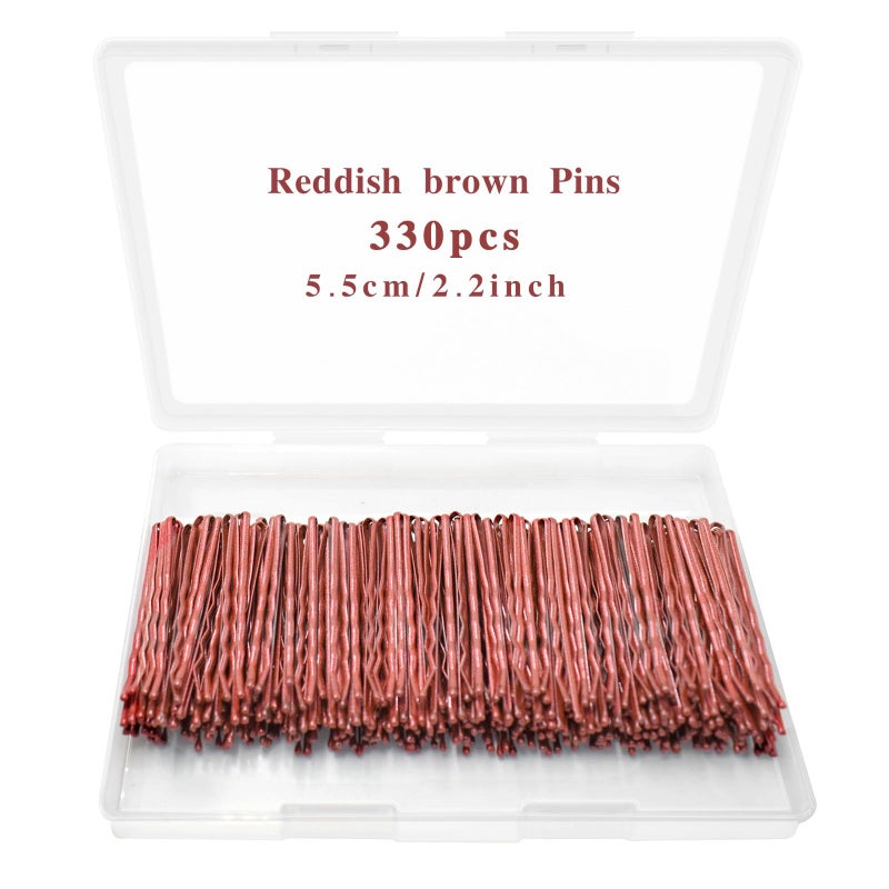 YINGFENG Reddish Brown Bobby Pins 330 Ct, YINGFENG 2.2Inch High Gloss Bobby Hair Pins for Styling, Comfortable, Lock In Style, Pain Free Hair Accessories for Women & Men, All Hair Types - Image 1