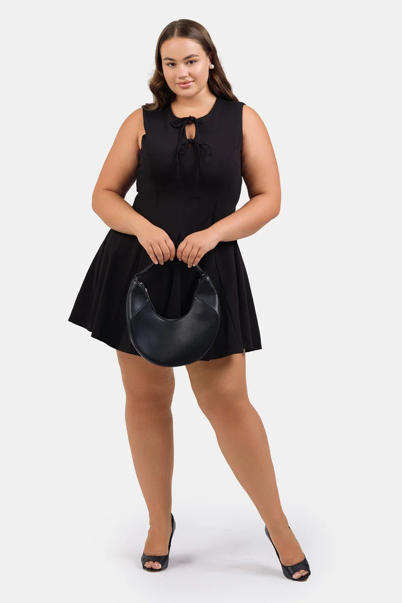 فيرجيو Solid Ponte Mini Fit And Flare Mini Plus Size Dress for Women