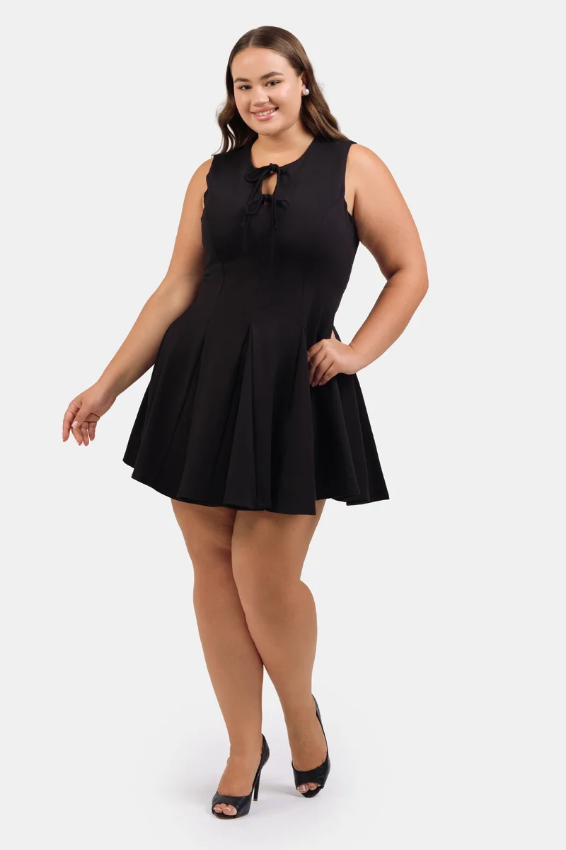 فيرجيو Solid Ponte Mini Fit And Flare Mini Plus Size Dress for Women