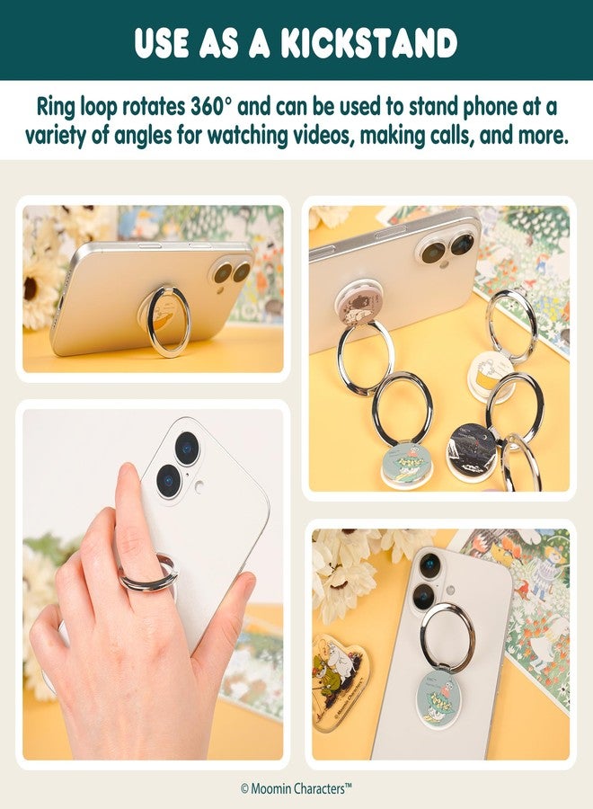 iFace حامل حلقة هاتف ذكي عالمي مرخص من iFace Moomin للفتيات/النساء - ملحق لطيف ملصق للهاتف لـ iPhone، Samsung Galaxy، إلخ. - أخضر/سنوفكين - Image 2