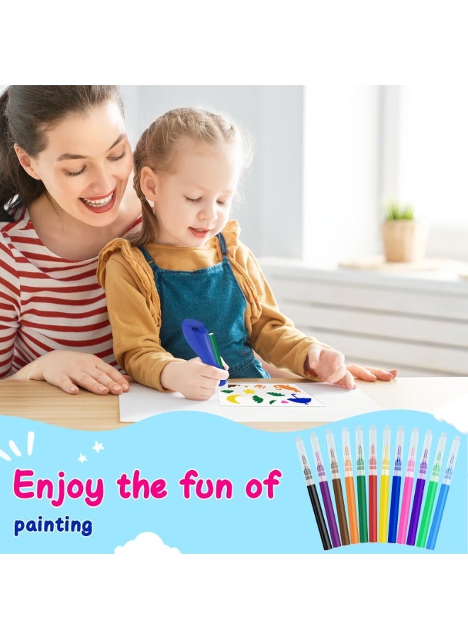 AM ANNA Airbrush Marker Kit for Kids, Rechargeable Airbrush Set with 12 Washable Marker Pen Sets, Spray Painting Templates, Charging Cable | Ideal for Art Development, Creative Fun, and DIY Projects - Image 4