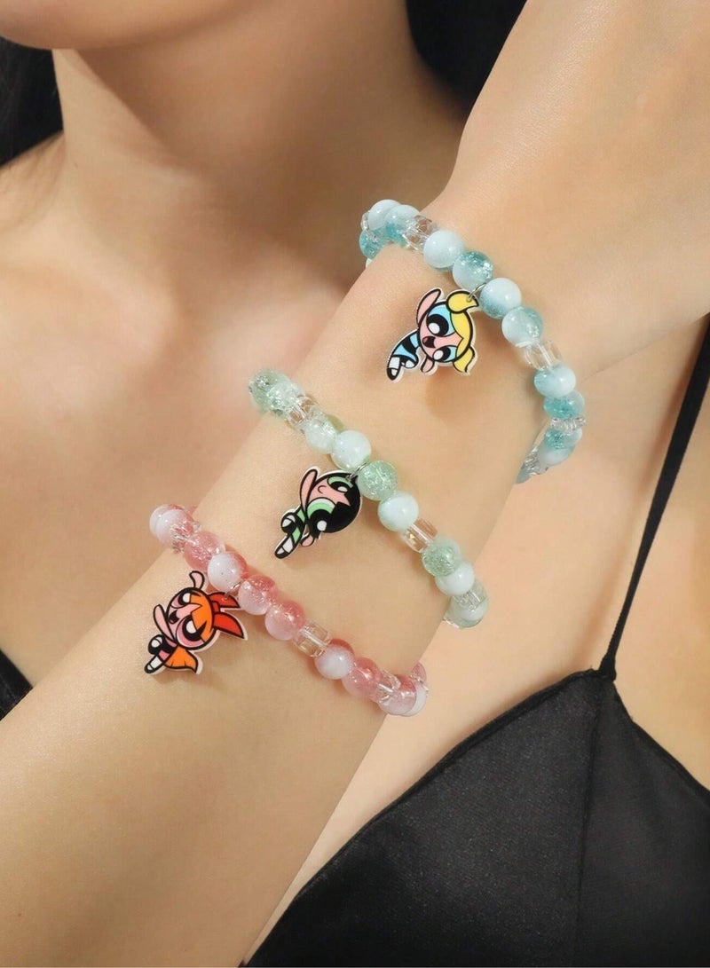 Powerpuff Girls Beaded Bracelets (3 pcs) - Image 1