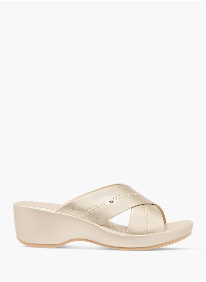 Flora Bella By Shoexpress Women Solid Slip-On Cross Strap Sandals with Block Heels  - Image 3
