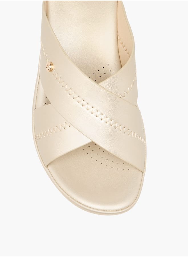 Flora Bella By Shoexpress Women Solid Slip-On Cross Strap Sandals with Block Heels  - Image 4
