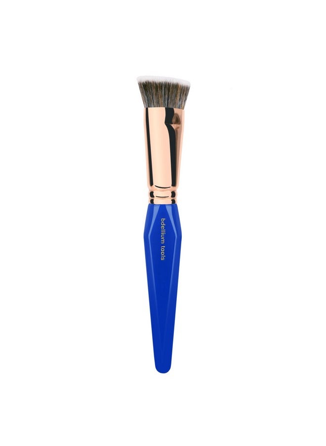 Bdellium Tools Professional Makeup Brush Golden Triangle 987 Flat Top Face Blending With All Vegan And Soft Synthetic Fibers For Buffing Out Makeup (Blue 1Pc)  - Image 3