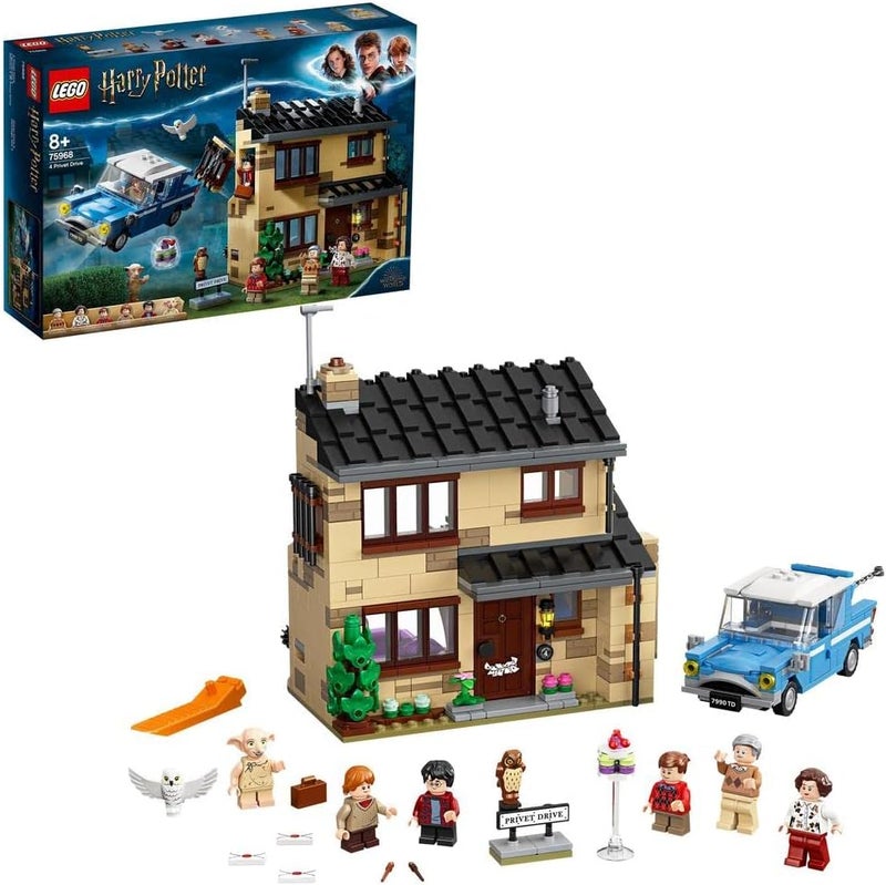 LEGO 75968 Harry Potter 4 Privet Drive House and Ford Anglia Car Toy, Wizarding World Gifts for Kids, Girls and Boys with Dobby Figure and Dursley Family - Image 1