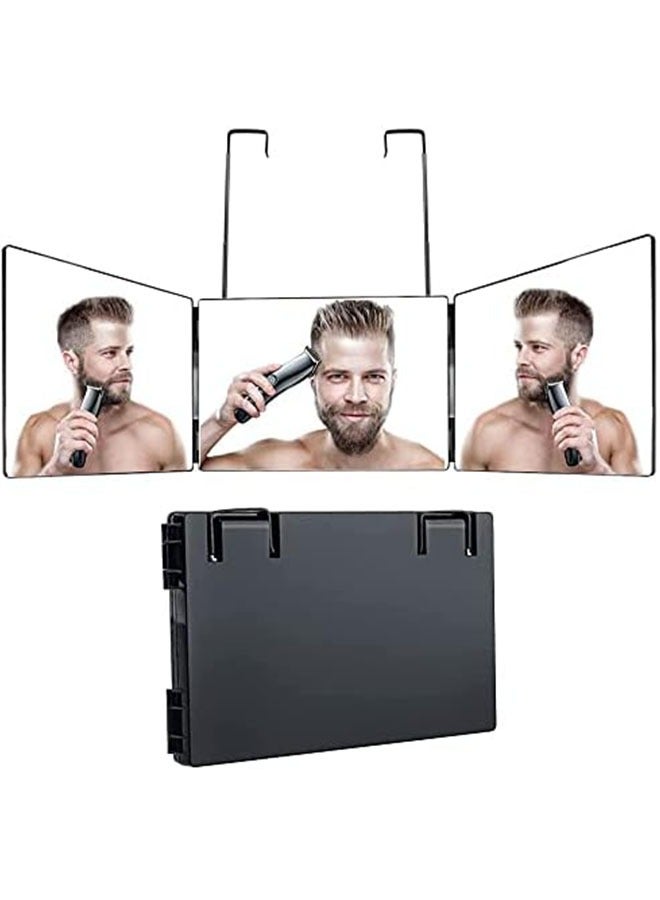 1 Pack 3 Way Mirror 360 Folding Mirror, With Adjustable Height Lever, Barber Mirror Makeup Mirror Over Door Mirror 3 Way Mirror For Hair Cutting Shaving Mirror Shower Mirror Hanging Mirror  - Image 1
