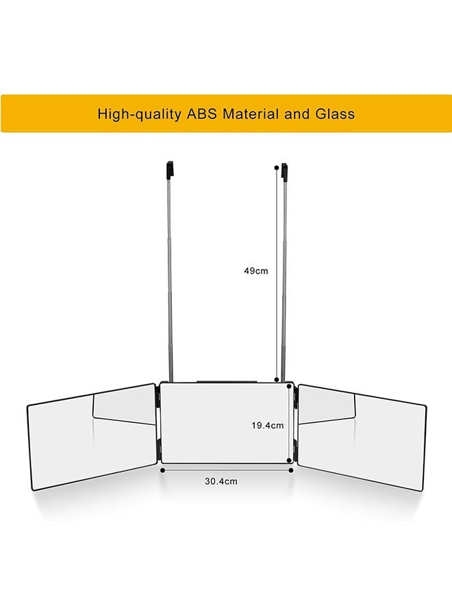 1 Pack 3 Way Mirror 360 Folding Mirror, With Adjustable Height Lever, Barber Mirror Makeup Mirror Over Door Mirror 3 Way Mirror For Hair Cutting Shaving Mirror Shower Mirror Hanging Mirror  - Image 2