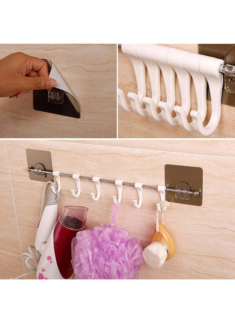 svk dream SVK Dream MultiFunctional Six Groups Without Drilling HookKitchen Utensils Rack Holder Ceiling Wall Cabinet Hanging Rod Storage Organizer for Kitchen Bathroom  - Image 4