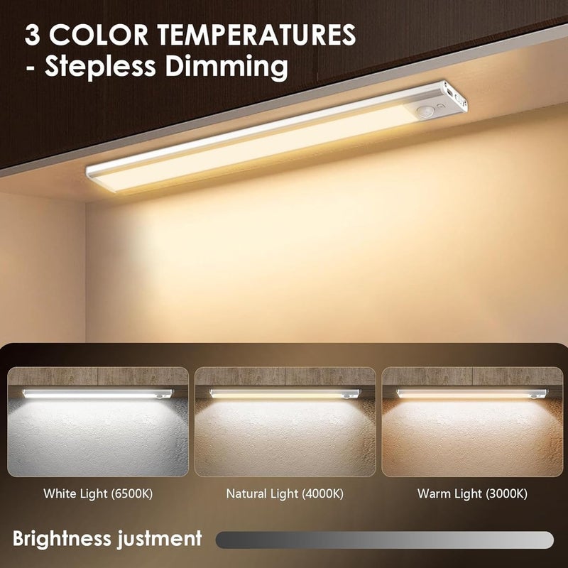 TINKDAS Wireless Cabinet Light Rechargeable Motion Sensor Closet Light with Stepless Dimming Aluminum Alloy Casing Touch Control Magnet Under Counter Light Warm - Image 4