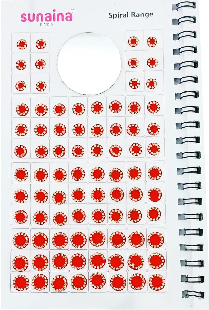 Sunaina Original Spiral Pastel Multicolor Round Bindi StickerMate Forehead Golden Crystal Stone Border Elegant Bindi Book for Women Girls - Image 3
