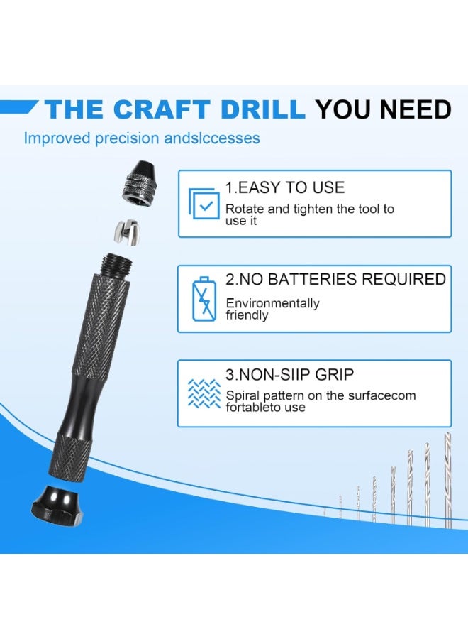 Micro Drill Bit Set, Pin Vise Hand Drill Manual Jewelry w/Micro Drill Bits (0.5mm-2.5mm),Rotary Craft Drill for Jewelry Making, Resin,Wood,Plastic,Miniature,Beads,Clay - Image 3