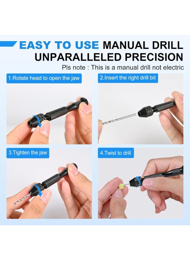 Micro Drill Bit Set, Pin Vise Hand Drill Manual Jewelry w/Micro Drill Bits (0.5mm-2.5mm),Rotary Craft Drill for Jewelry Making, Resin,Wood,Plastic,Miniature,Beads,Clay - Image 4
